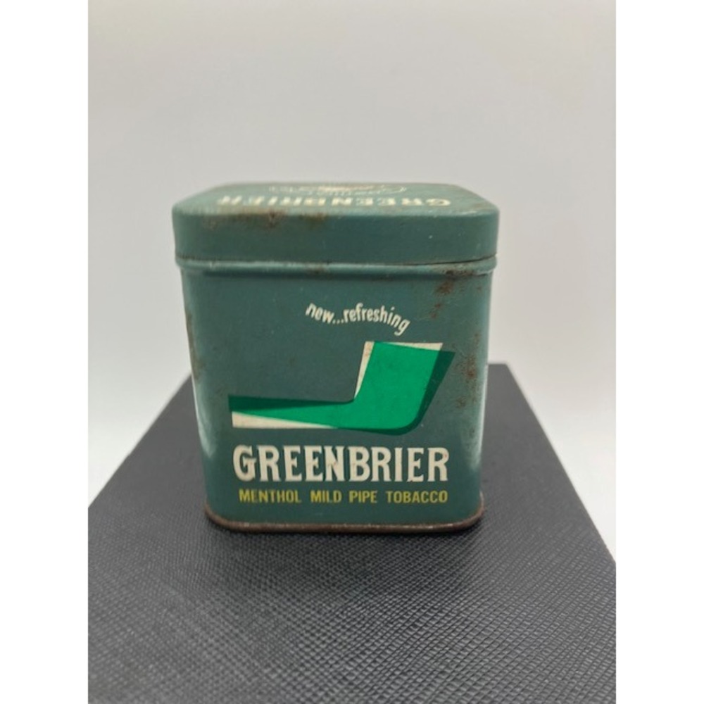 Greenbrier Tobacco Tin Kentucky Club Vintage USA 2.5" Height Green - Picture 4 of 7